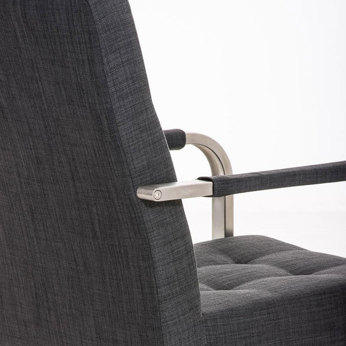 Silla de Confidente MORGAN TELA, Estructura de Acero Inoxidable y Gran Acolchado color Gris claro
