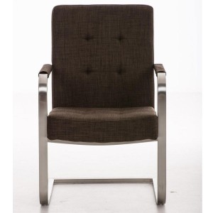 Silla de confidente MORGAL TELA, de exclusivo y moderno diseño con estructura en acero inoxidable y tapizada en tela gris clara