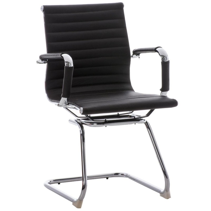 Silla de confidente ergonómica CAMERON en piel natural color negro