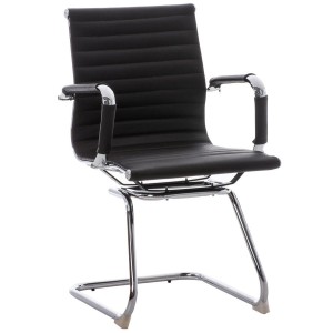 Silla de confidente ergonómica CAMERON en piel natural color negro