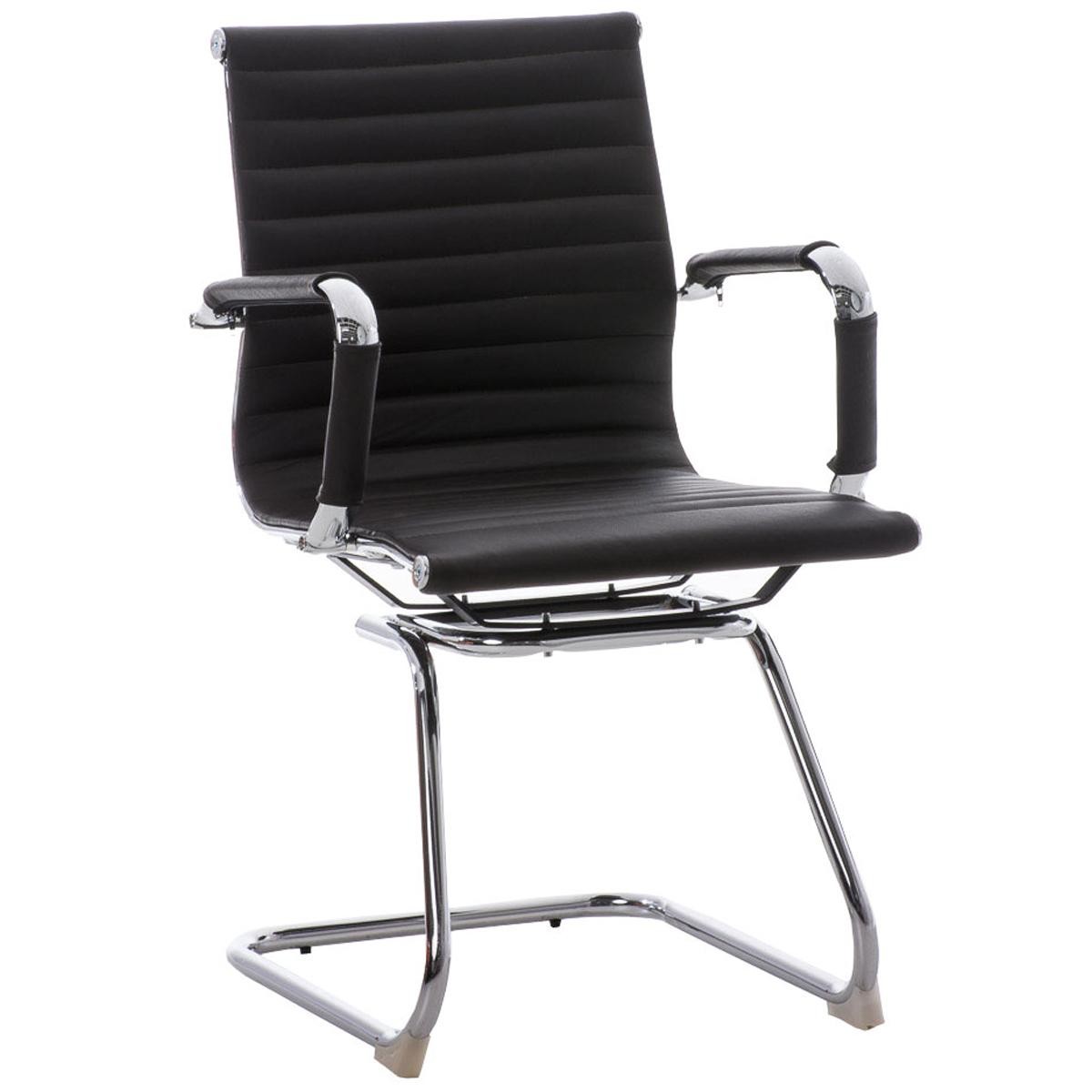 Silla de Confidente CAMERON, Ergonómica, Gran Diseño, en Piel Genuina color Negro
