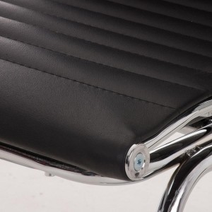 Silla de confidente ergonómica CAMERON en piel natural color negro