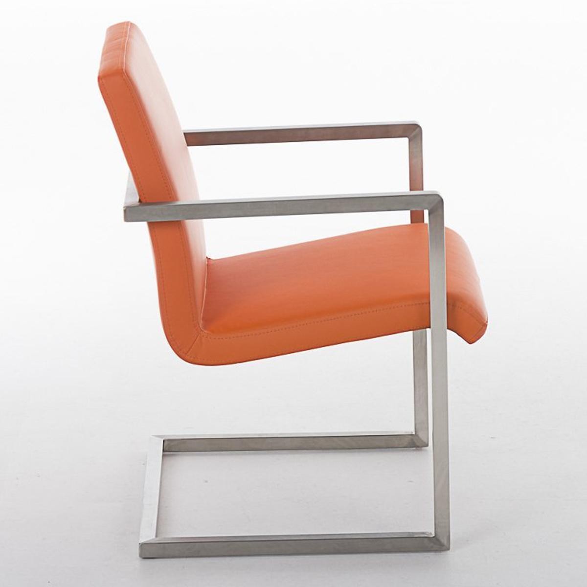 Silla de Confidente OWEN, Estructura de Acero Inoxidable, Exclusivo Diseño, Tapizada en Piel color Negro