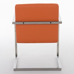 Silla de confidente OWEN. Exclusivo y moderno diseño con estructura en acero inoxidable y tapizada en piel negra