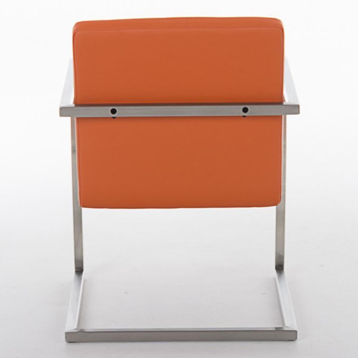 Silla de Confidente OWEN, Estructura de Acero Inoxidable, Exclusivo Diseño, Tapizada en Piel color Negro