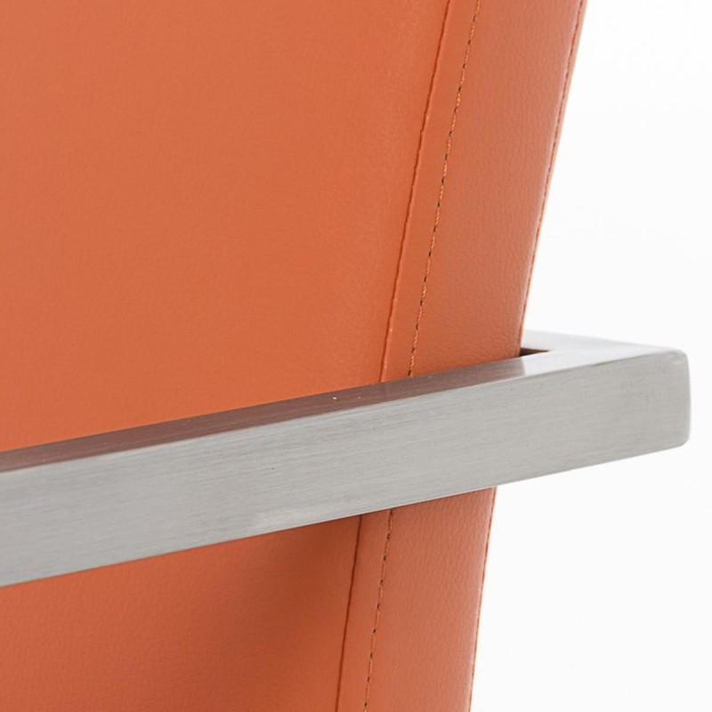 Silla de confidente OWEN. Exclusivo y moderno diseño con estructura en acero inoxidable y tapizada en piel negra