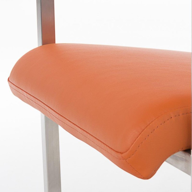 Silla de confidente OWEN. Exclusivo y moderno diseño con estructura en acero inoxidable y tapizada en piel negra