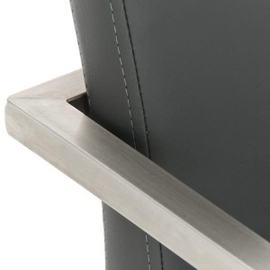 Silla de confidente OWEN. Exclusivo y moderno diseño con estructura en acero inoxidable y tapizada en piel negra
