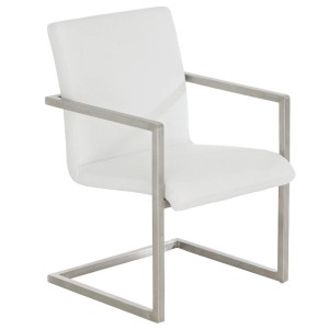 Silla de confidente OWEN. Exclusivo y moderno diseño con estructura en acero inoxidable y tapizada en piel negra
