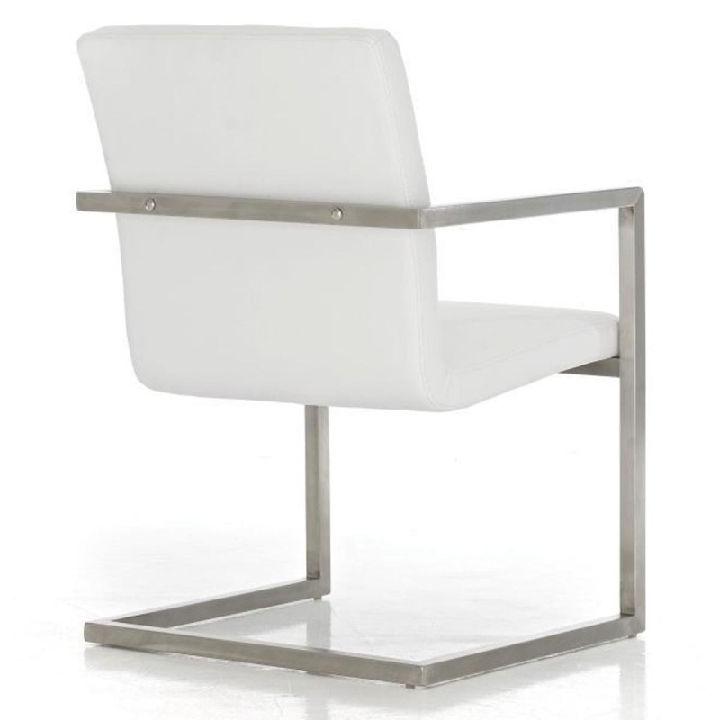 Silla de confidente OWEN. Exclusivo y moderno diseño con estructura en acero inoxidable y tapizada en piel negra