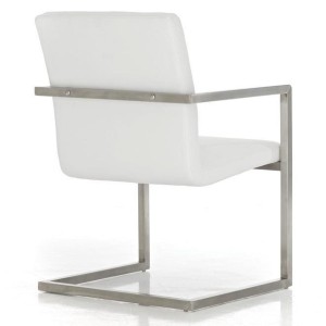 Silla de confidente OWEN. Exclusivo y moderno diseño con estructura en acero inoxidable y tapizada en piel negra