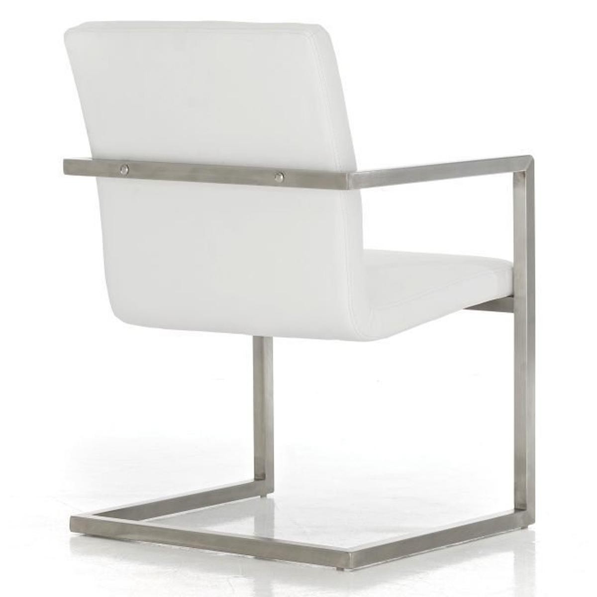 Silla de Confidente OWEN, Estructura de Acero Inoxidable, Exclusivo Diseño, Tapizada en Piel color Negro