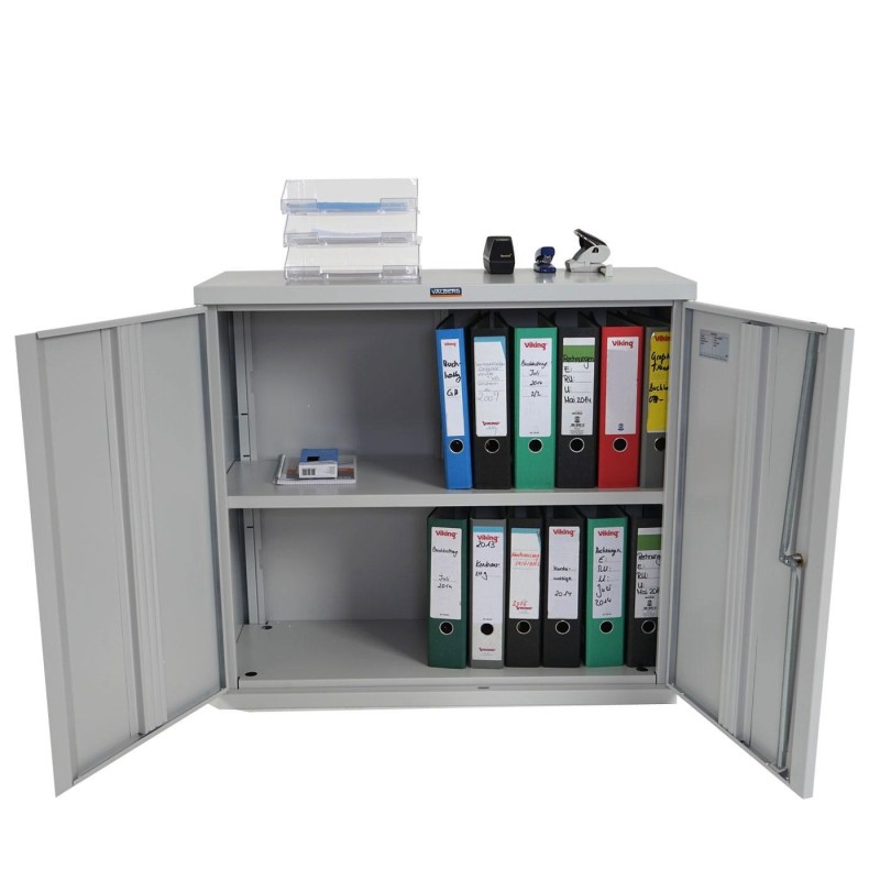 Armario archivador CARIN 2 PUERTAS 84x92x37 cm, gran capacidad y máxima robustez, color gris antracita