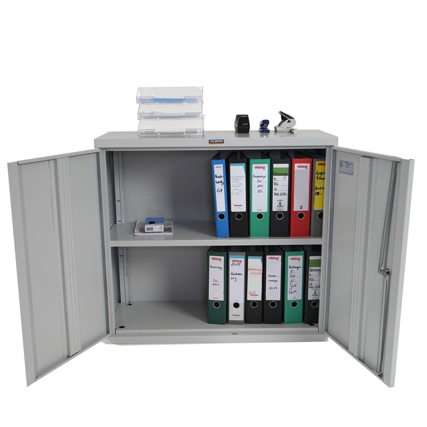 Armario Archivador CARIN 2 PUERTAS, 84x92x37 cm, en Acero, Color Gris Antracita