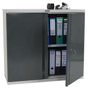 Armario archivador CARIN 2 PUERTAS 84x92x37 cm, gran capacidad y máxima robustez, color gris antracita