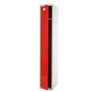 Taquilla BERIT 1 PUERTA , 183x30x50 cm, gran capacidad con compartimento individuales y máxima robustez, color rojo
