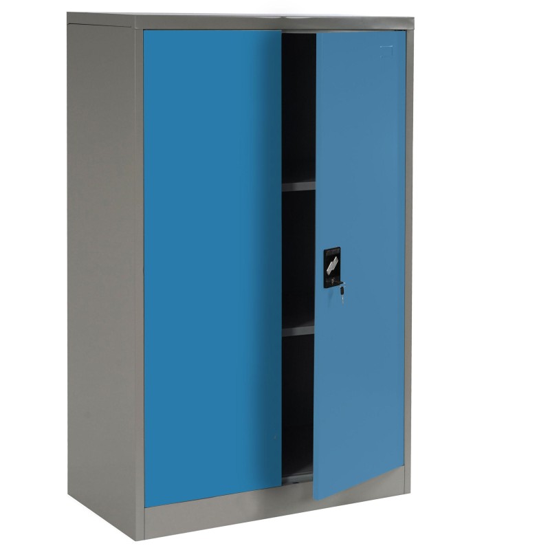 Armario archivador metálico EDIT 2 PUERTAS 140x80x40 cm. Gran capacidad de almacenaje y máxima robustez, color azul