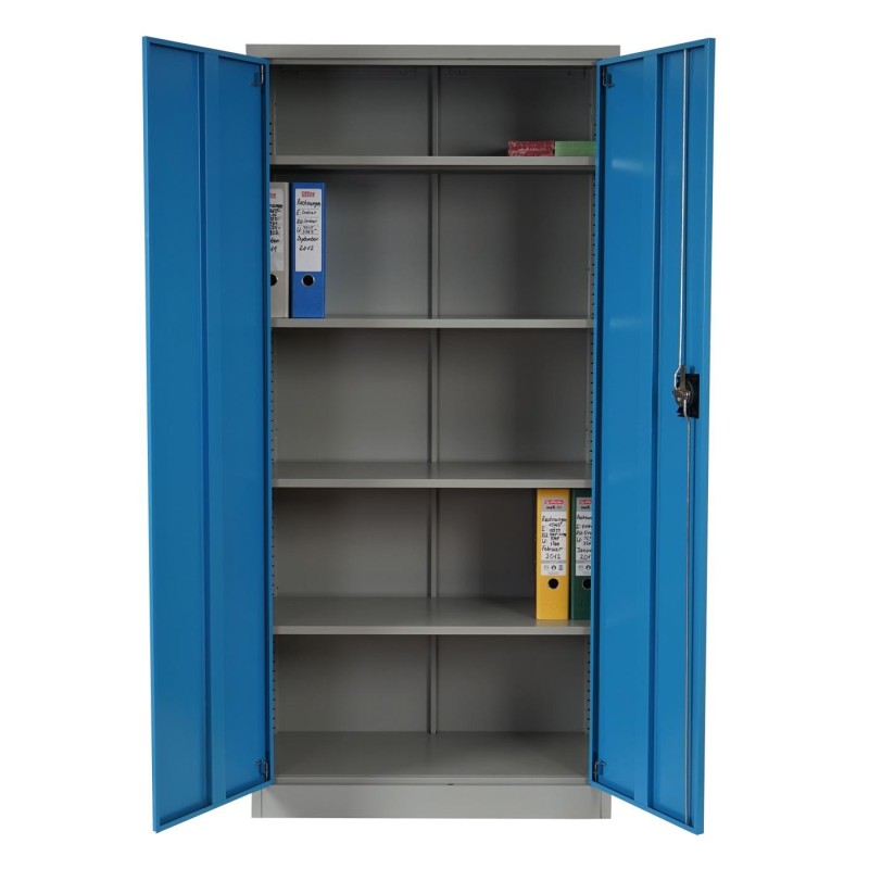 Armario archivador metálico EDIT de 180x85x40. 2 puertas batientes, gran capacidad de almacenaje y máxima robustez, color azul