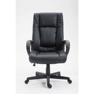 Sillón de oficina NINA PIEL, gran acolchado, en piel negro