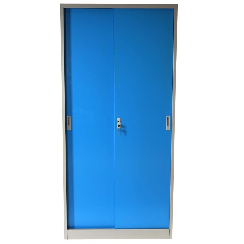 Armario archivador metálico EDIT de 180x85x40. 2 puertas correderas, gran capacidad de almacenaje y máxima robustez, color azul