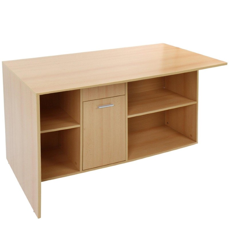 Mesa de oficina regulable FUJI, con amplia y superficie y gran capacidad de almacenaje en madera color negro