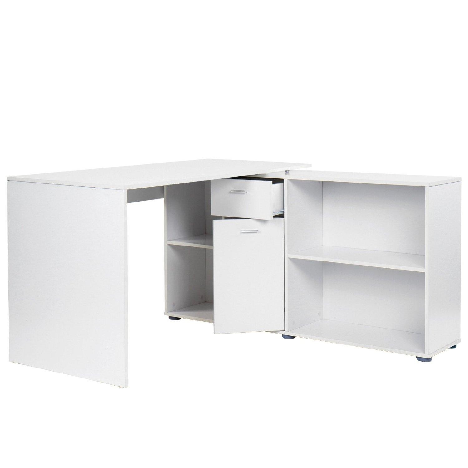 Mesa de Despacho Regulable FUJI, Estantes para Almacenaje, Amplia Superficie en Madera color Negro