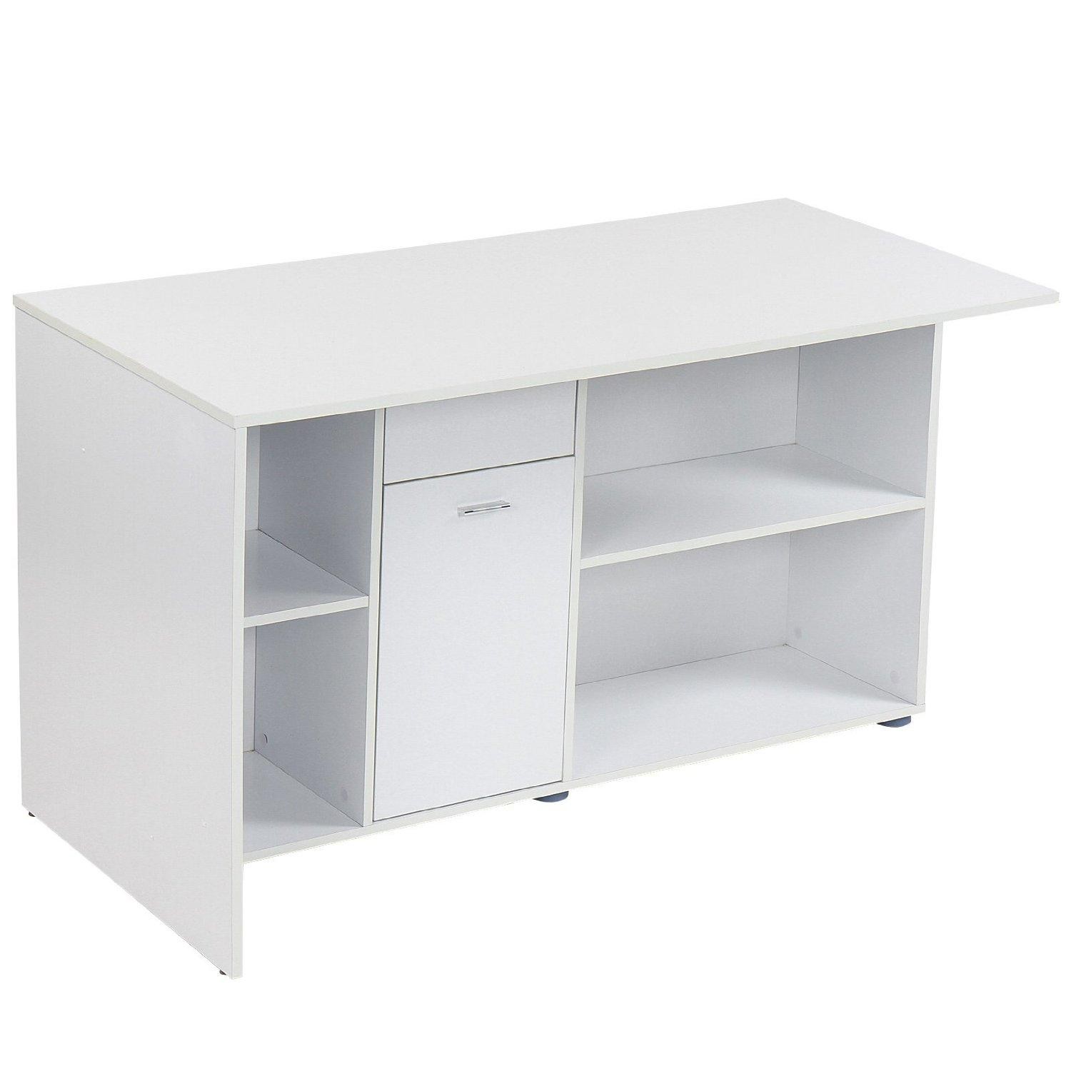 Mesa de Despacho Regulable FUJI, Estantes para Almacenaje, Amplia Superficie en Madera color Negro