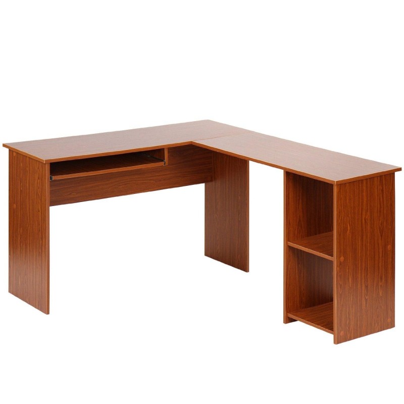 Mesa de oficina OLIMPIA 140x120x74 cm. Amplia y superficie de madera con espacio para almacenaje en color negro