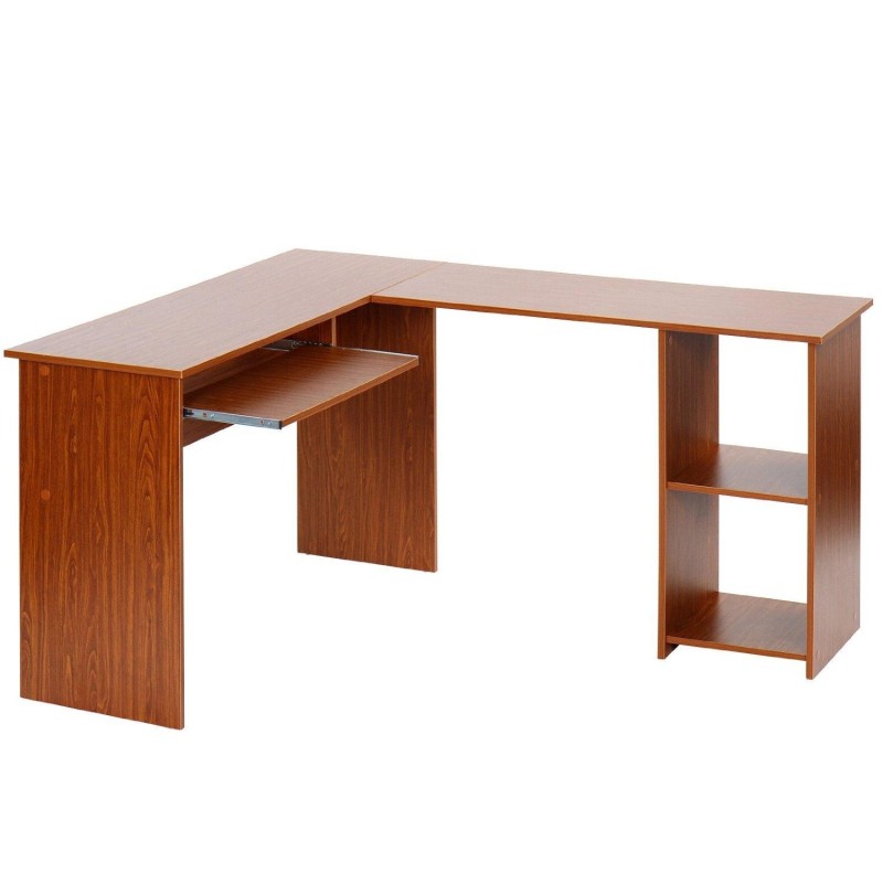 Mesa de oficina OLIMPIA 140x120x74 cm. Amplia y superficie de madera con espacio para almacenaje en color negro
