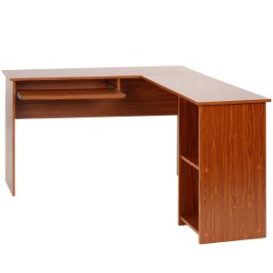 Mesa de oficina OLIMPIA 140x120x74 cm. Amplia y superficie de madera con espacio para almacenaje en color negro