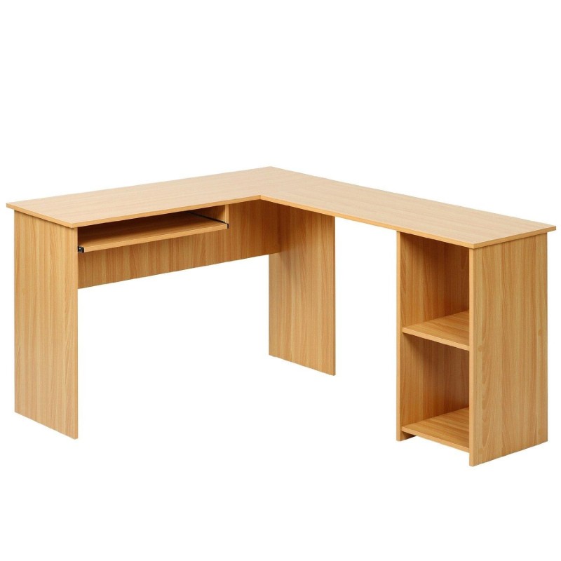 Mesa de oficina OLIMPIA 140x120x74 cm. Amplia y superficie de madera con espacio para almacenaje en color negro