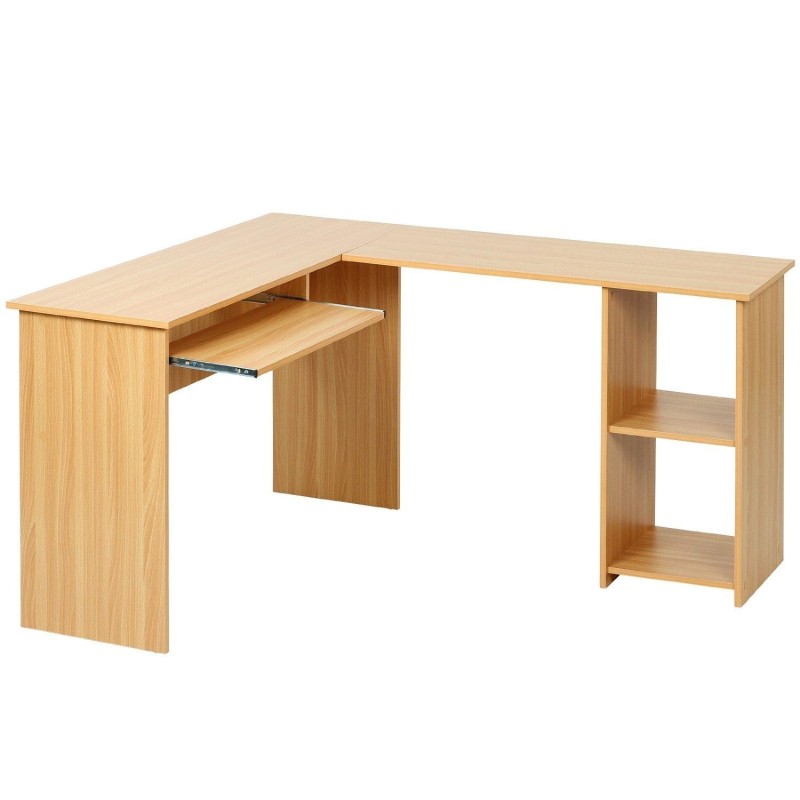 Mesa de oficina OLIMPIA 140x120x74 cm. Amplia y superficie de madera con espacio para almacenaje en color negro