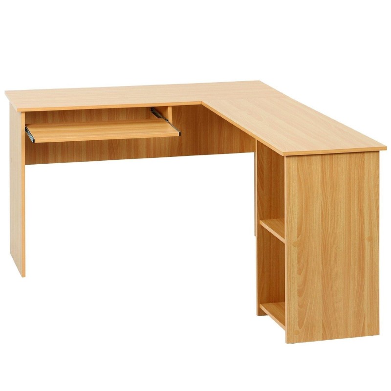 Mesa de oficina OLIMPIA 140x120x74 cm. Amplia y superficie de madera con espacio para almacenaje en color negro