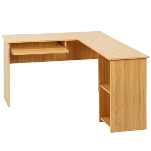 Mesa de oficina OLIMPIA 140x120x74 cm. Amplia y superficie de madera con espacio para almacenaje en color negro