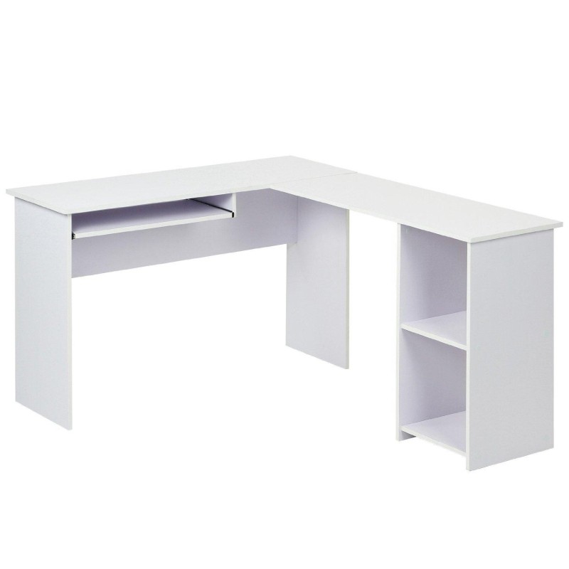 Mesa de oficina OLIMPIA 140x120x74 cm. Amplia y superficie de madera con espacio para almacenaje en color negro