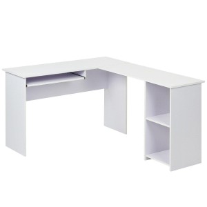 Mesa de oficina OLIMPIA 140x120x74 cm. Amplia y superficie de madera con espacio para almacenaje en color negro