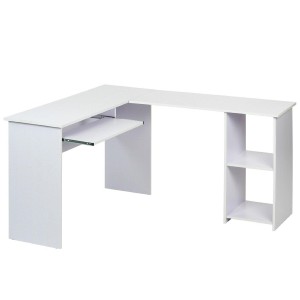 Mesa de oficina OLIMPIA 140x120x74 cm. Amplia y superficie de madera con espacio para almacenaje en color negro