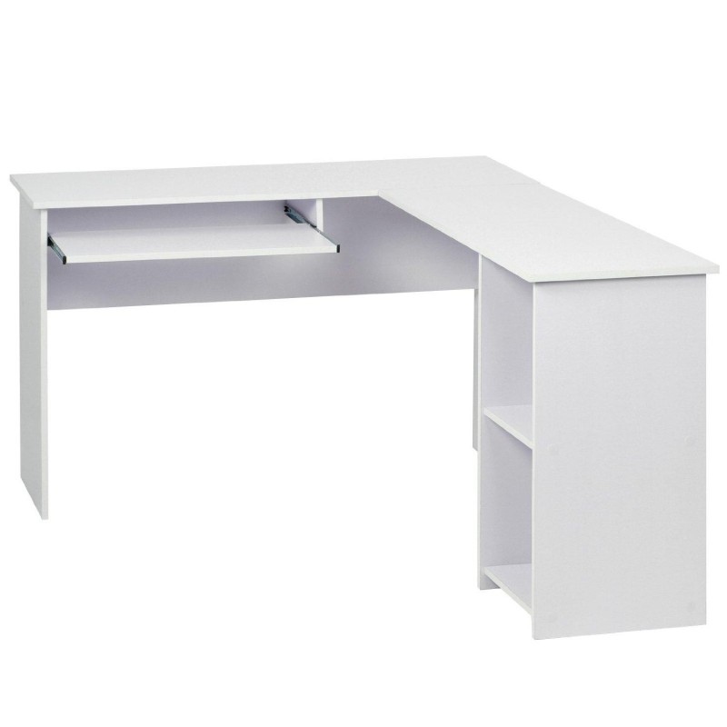 Mesa de oficina OLIMPIA 140x120x74 cm. Amplia y superficie de madera con espacio para almacenaje en color negro