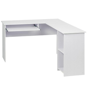Mesa de oficina OLIMPIA 140x120x74 cm. Amplia y superficie de madera con espacio para almacenaje en color negro
