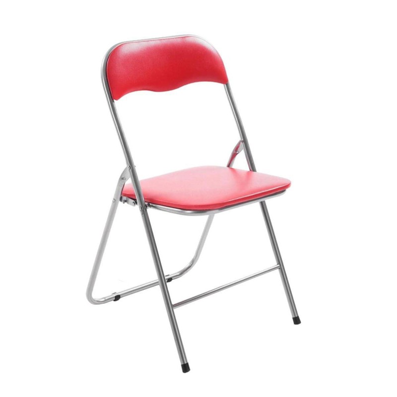 Silla Plegable VINSON. Muy práctica y funcional con estructura metálica negra y tapizada en piel color negro
