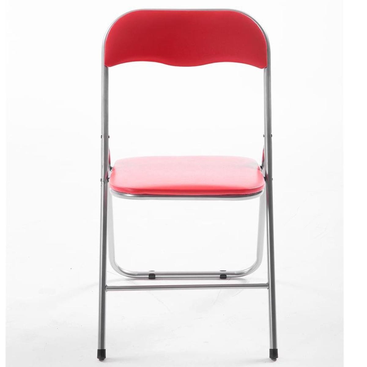 Silla Plegable VINSON, Estructura Metálica en Negro, Tapizada en Piel color Negro