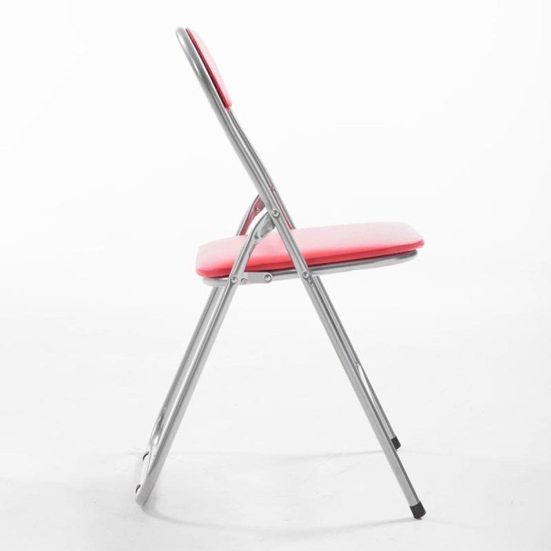 Silla Plegable VINSON. Muy práctica y funcional con estructura metálica negra y tapizada en piel color negro