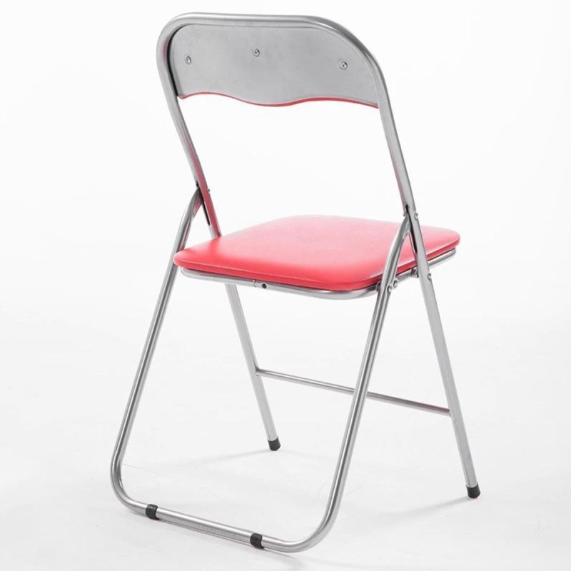 Silla Plegable VINSON. Muy práctica y funcional con estructura metálica negra y tapizada en piel color negro