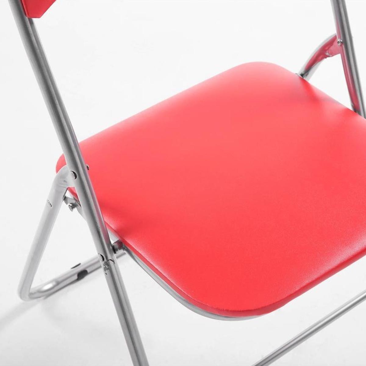 Silla Plegable VINSON, Estructura Metálica en Negro, Tapizada en Piel color Negro