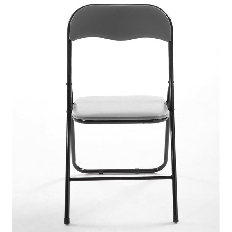 Silla Plegable VINSON. Muy práctica y funcional con estructura metálica negra y tapizada en piel color negro