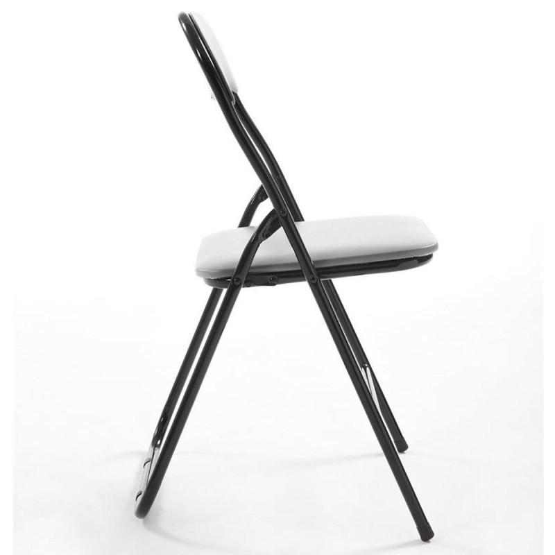 Silla Plegable VINSON. Muy práctica y funcional con estructura metálica negra y tapizada en piel color negro