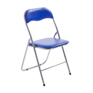 Silla Plegable VINSON. Muy práctica y funcional con estructura metálica negra y tapizada en piel color negro