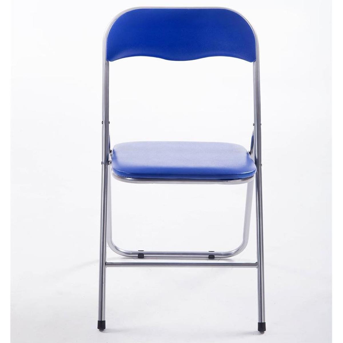 Silla Plegable VINSON, Estructura Metálica en Negro, Tapizada en Piel color Negro