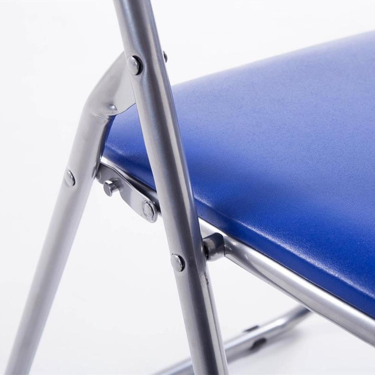 Silla Plegable VINSON, Estructura Metálica en Negro, Tapizada en Piel color Negro