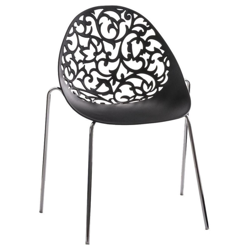 Silla de Confidente DENALI con estructura metálica apilable y exclusivo diseño en color negro
